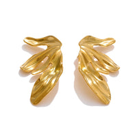 18k Gold Flower Big Stud Earrings