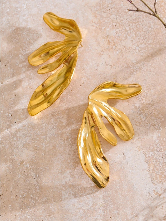 18k gold flower big stud earrings - product image