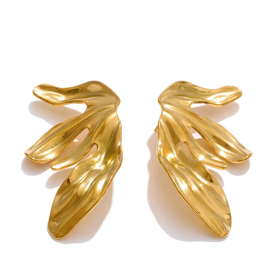 18k gold flower big stud earrings - product image