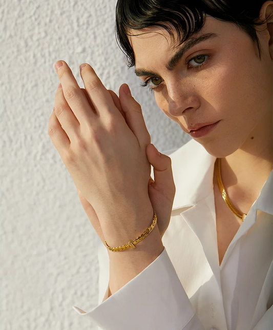 18k gold plated cuban chain zircon bracelet - product image