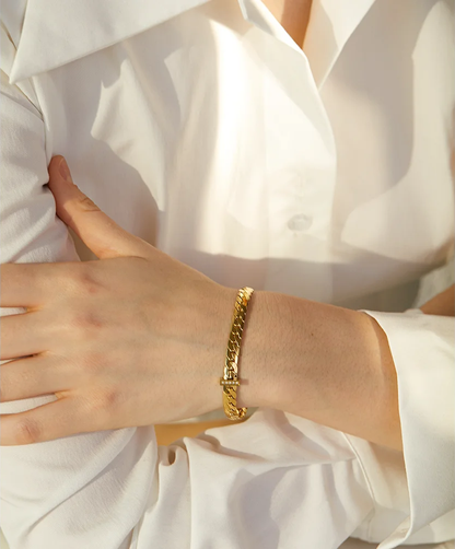 18k gold plated cuban chain zircon bracelet - product image