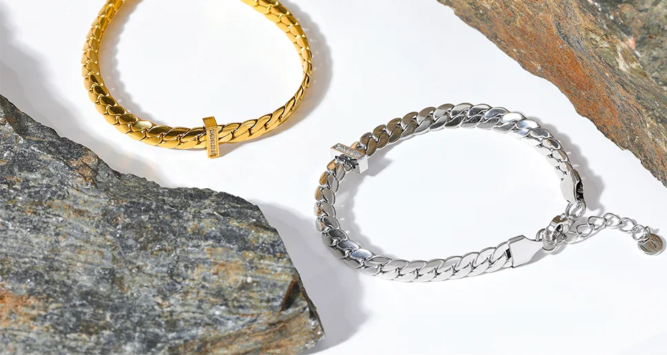 18k gold plated cuban chain zircon bracelet - product image