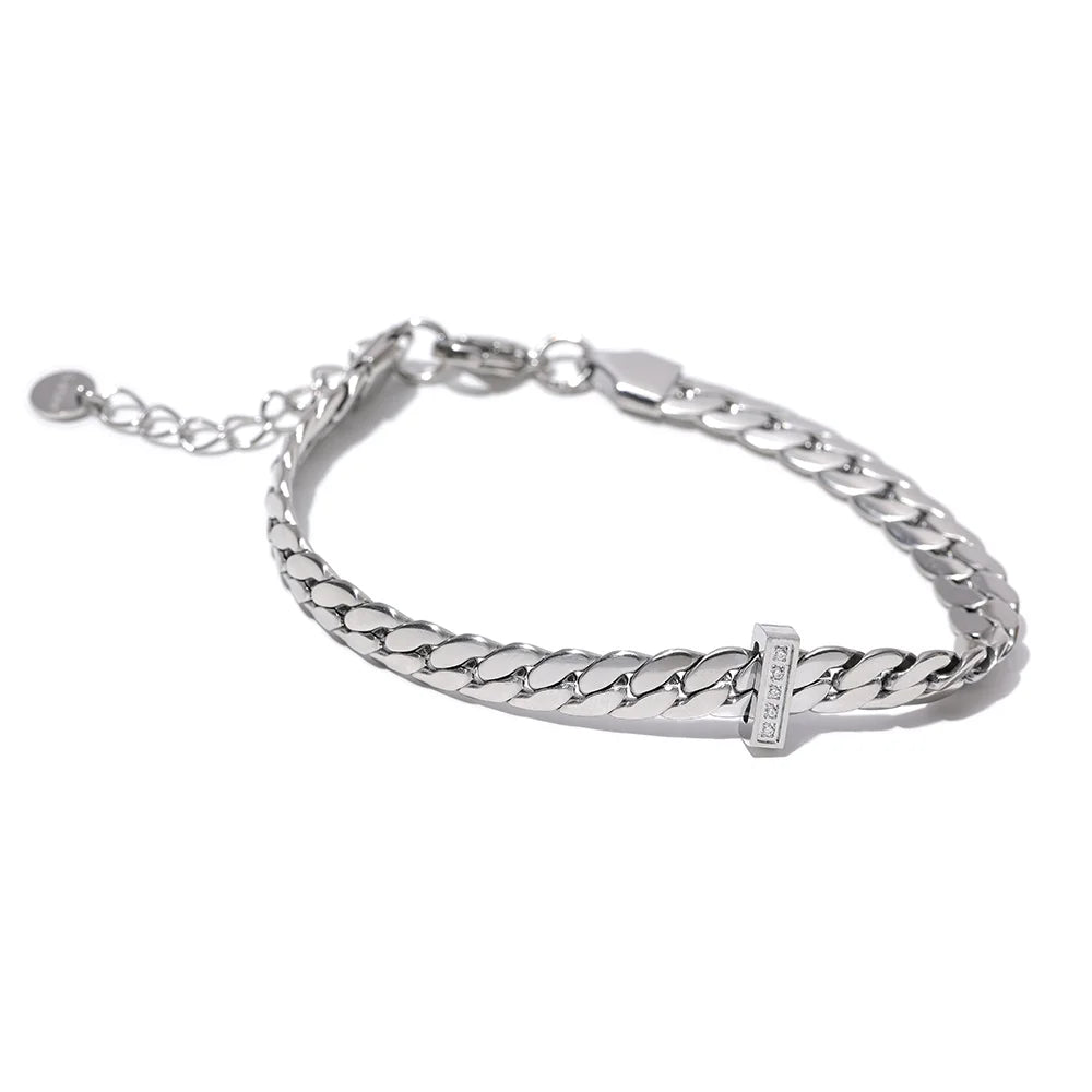 18k gold plated cuban chain zircon bracelet - product image