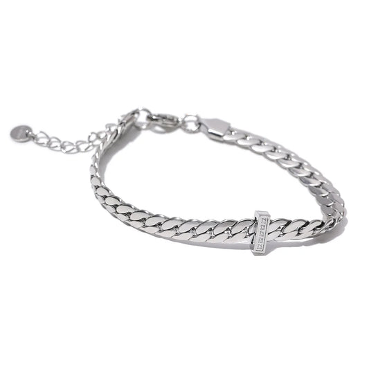 18k gold plated cuban chain zircon bracelet - product image