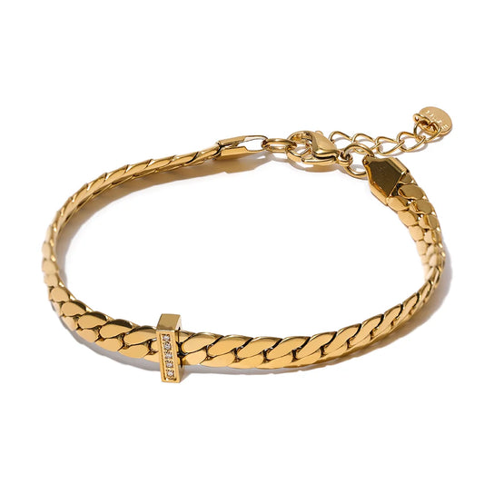 18k gold plated cuban chain zircon bracelet - product image