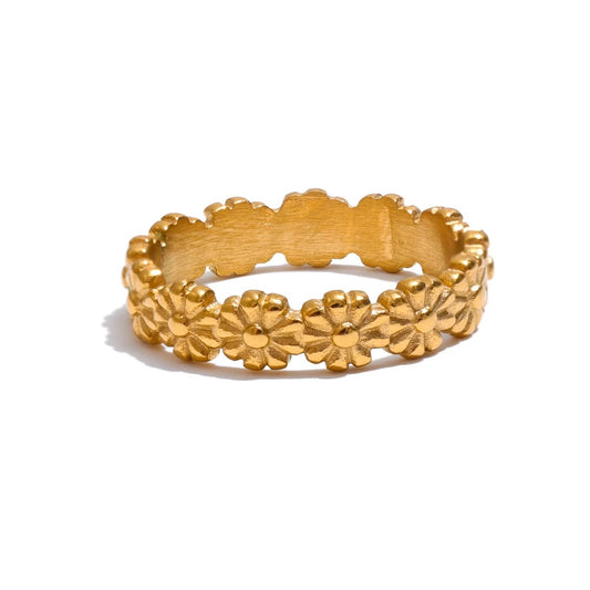 18k gold plated floral daily wear ring - product image