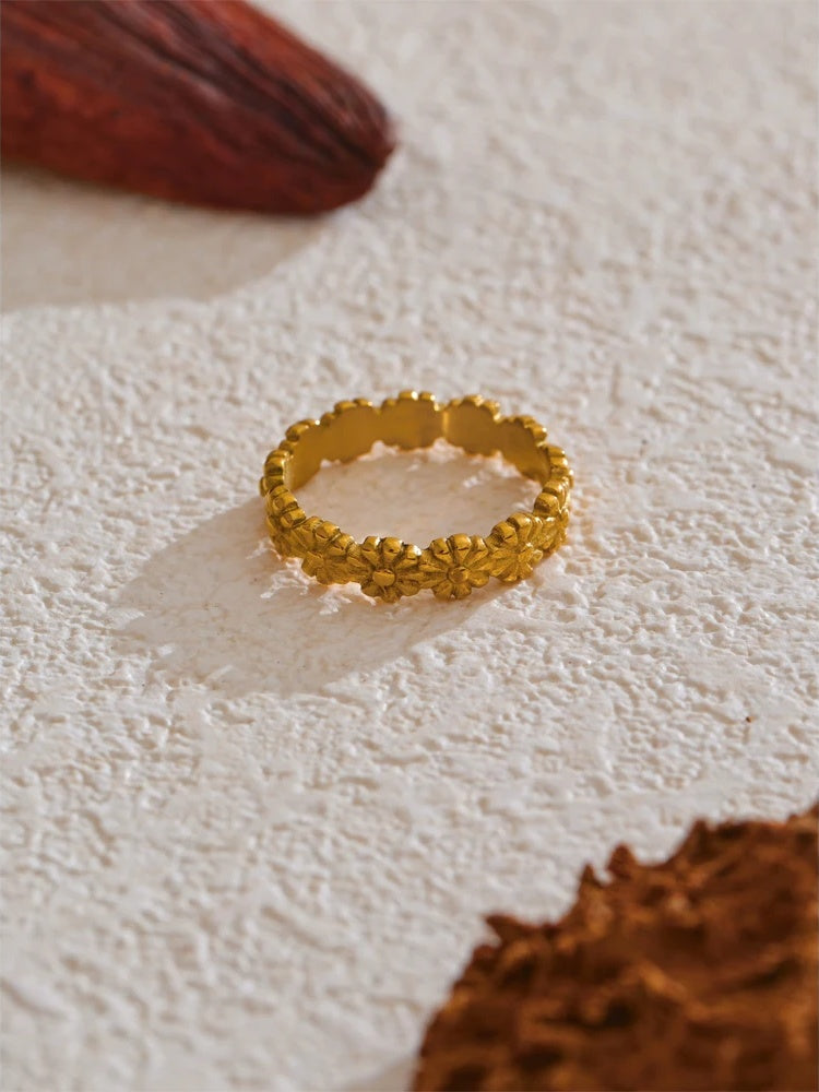 18k gold plated floral daily wear ring - product image