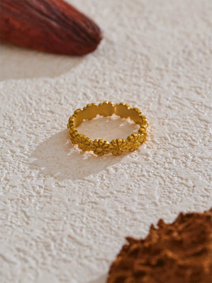18k gold plated floral daily wear ring - product image