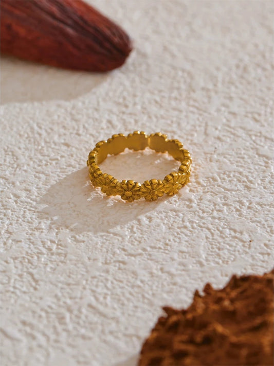 18k gold plated floral daily wear ring - product image