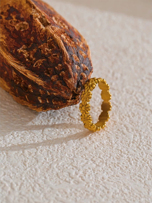 18k gold plated floral daily wear ring - product image