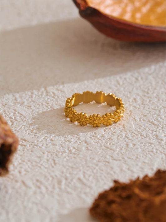 18k gold plated floral daily wear ring - product image