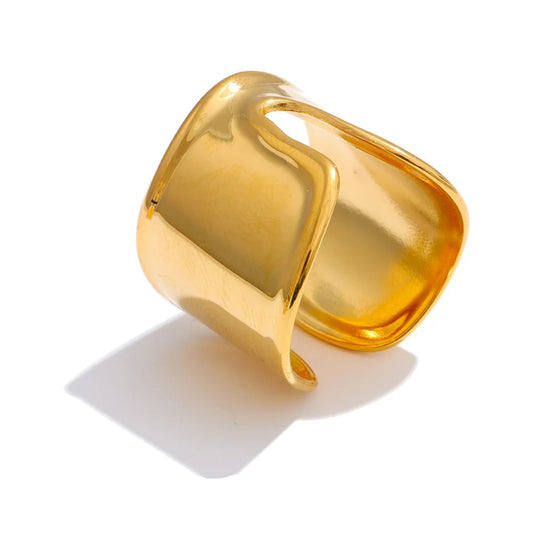 316l smooth wide polished minimalist open ring - product image