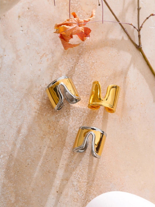 316l smooth wide polished minimalist open ring - product image