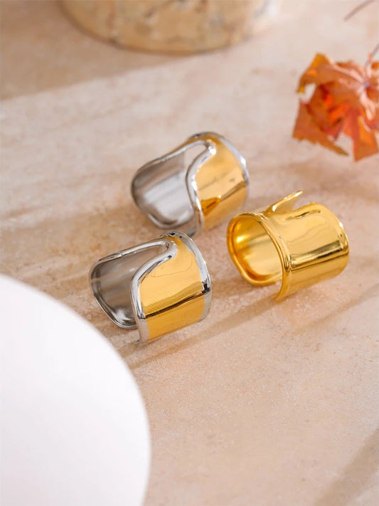 316l smooth wide polished minimalist open ring - product image