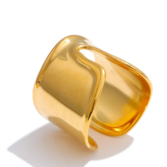 316l smooth wide polished minimalist open ring - product image