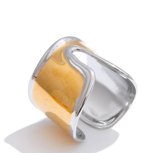 316l smooth wide polished minimalist open ring - product image