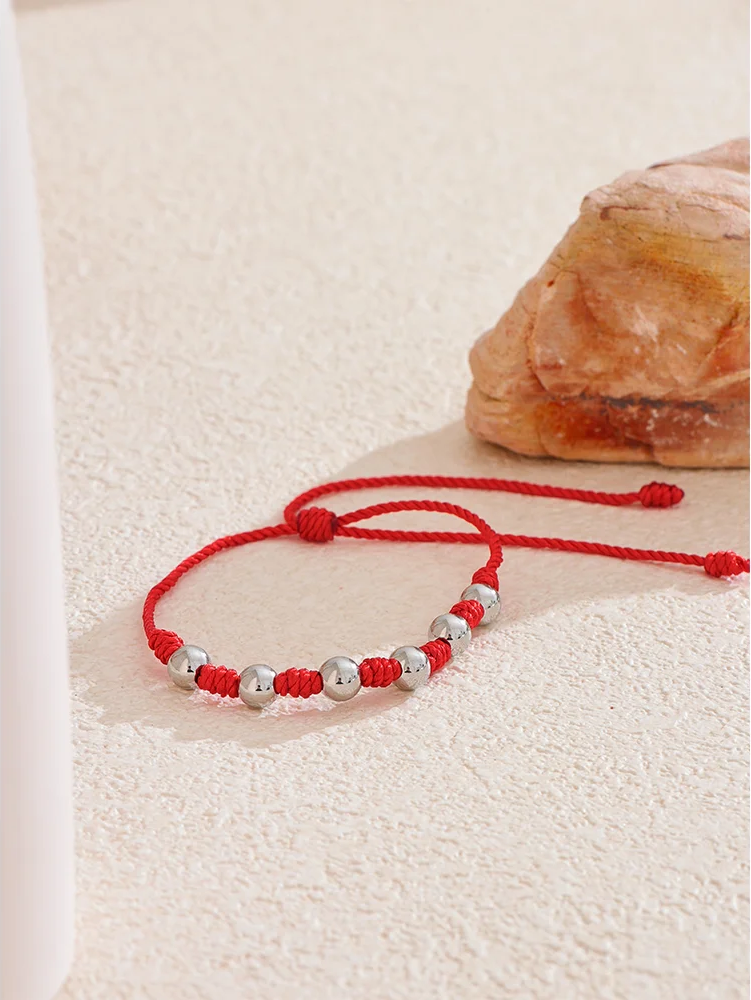 7 knots woven red rope charm bracelet unisex - product image