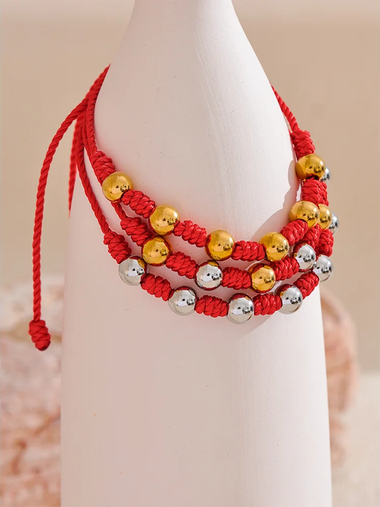 7 knots woven red rope charm bracelet unisex - product image