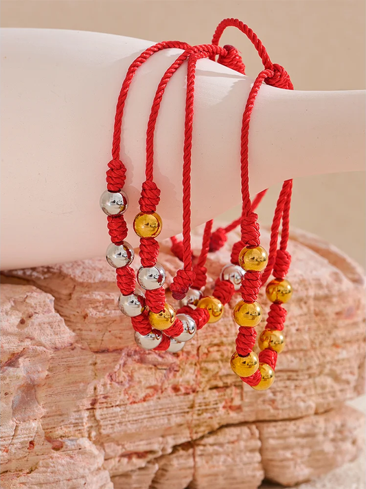 7 knots woven red rope charm bracelet unisex - product image
