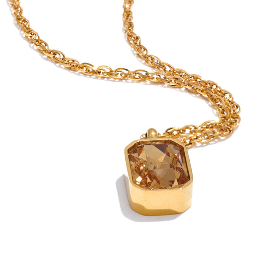 Aaa champagne zirconia square pendant necklace - product image