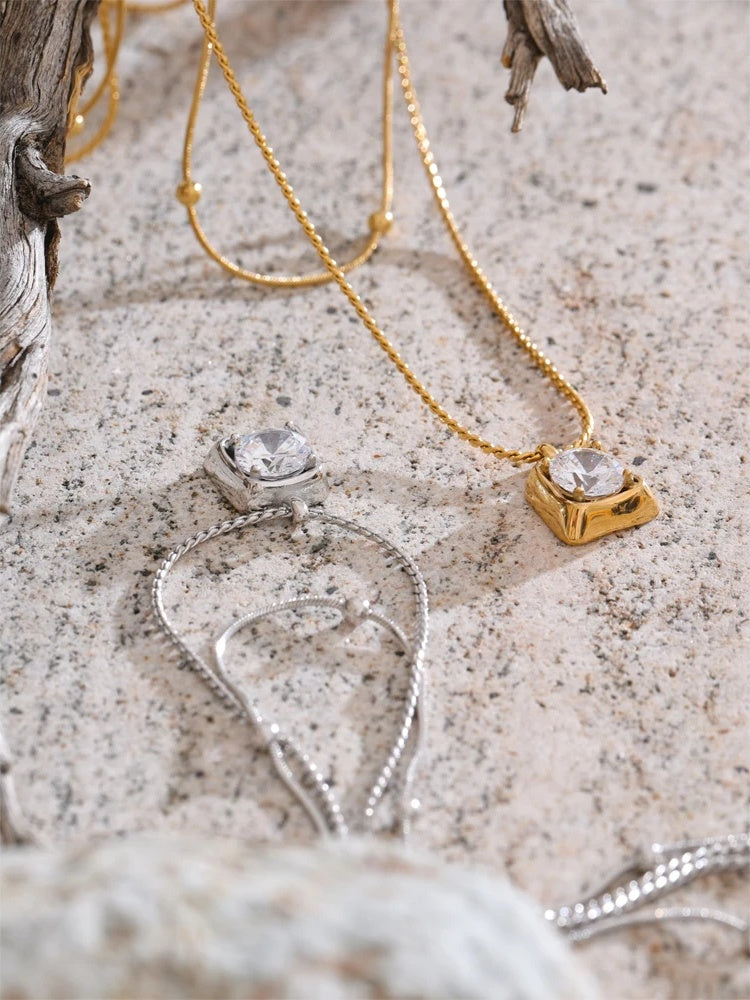 Aaa cubic zirconia double layer pendant necklace - product image