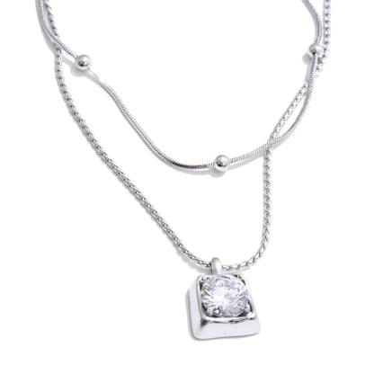 Aaa cubic zirconia double layer pendant necklace - product image