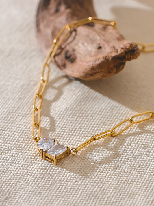 Aaa cubic zirconia gold color minimalist pendant - product image