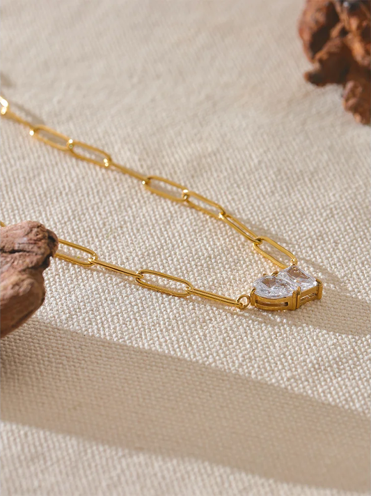 Aaa cubic zirconia gold color minimalist pendant - product image