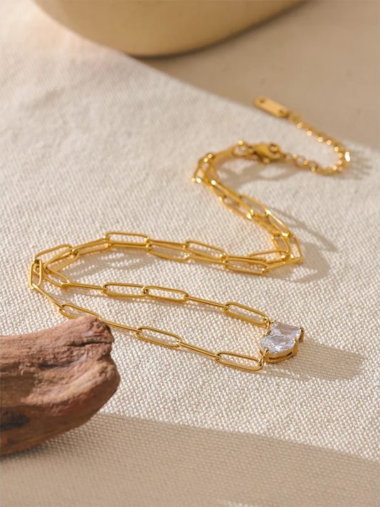Aaa cubic zirconia gold color minimalist pendant - product image