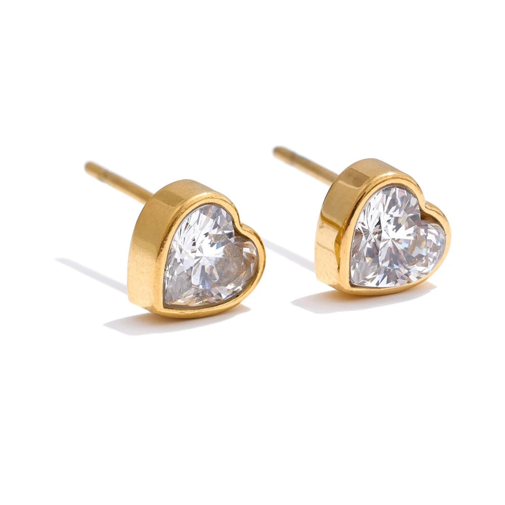 Aaa cubic zirconia heart love stud earrings - product image