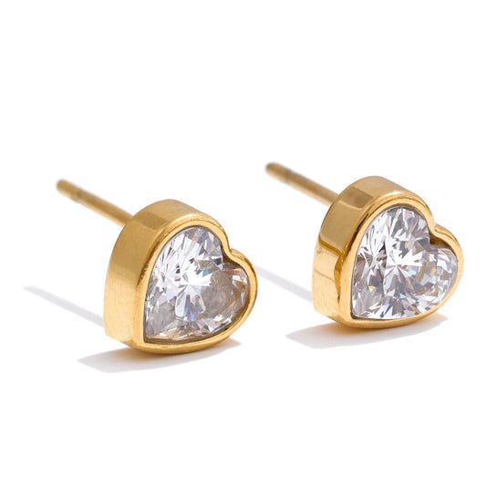Aaa cubic zirconia heart love stud earrings - product image