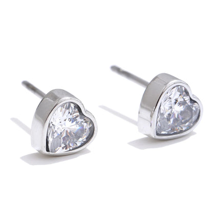 Aaa cubic zirconia heart love stud earrings - product image