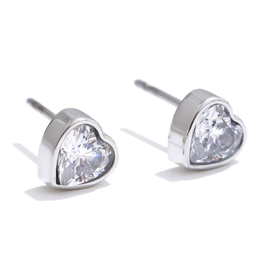 Aaa cubic zirconia heart love stud earrings - product image