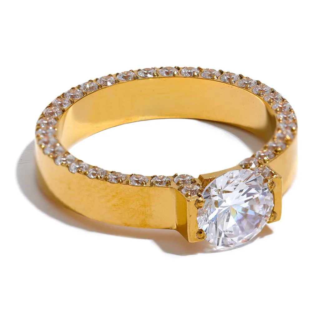 Aaa cubic zirconia modern gold ring - product image