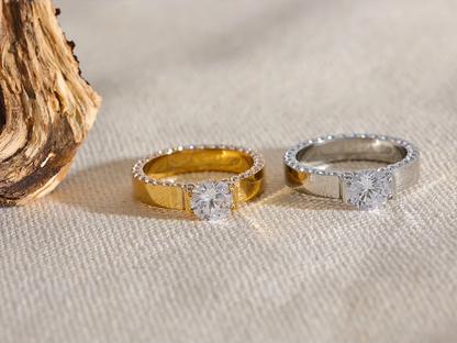 Aaa cubic zirconia modern gold ring - product image