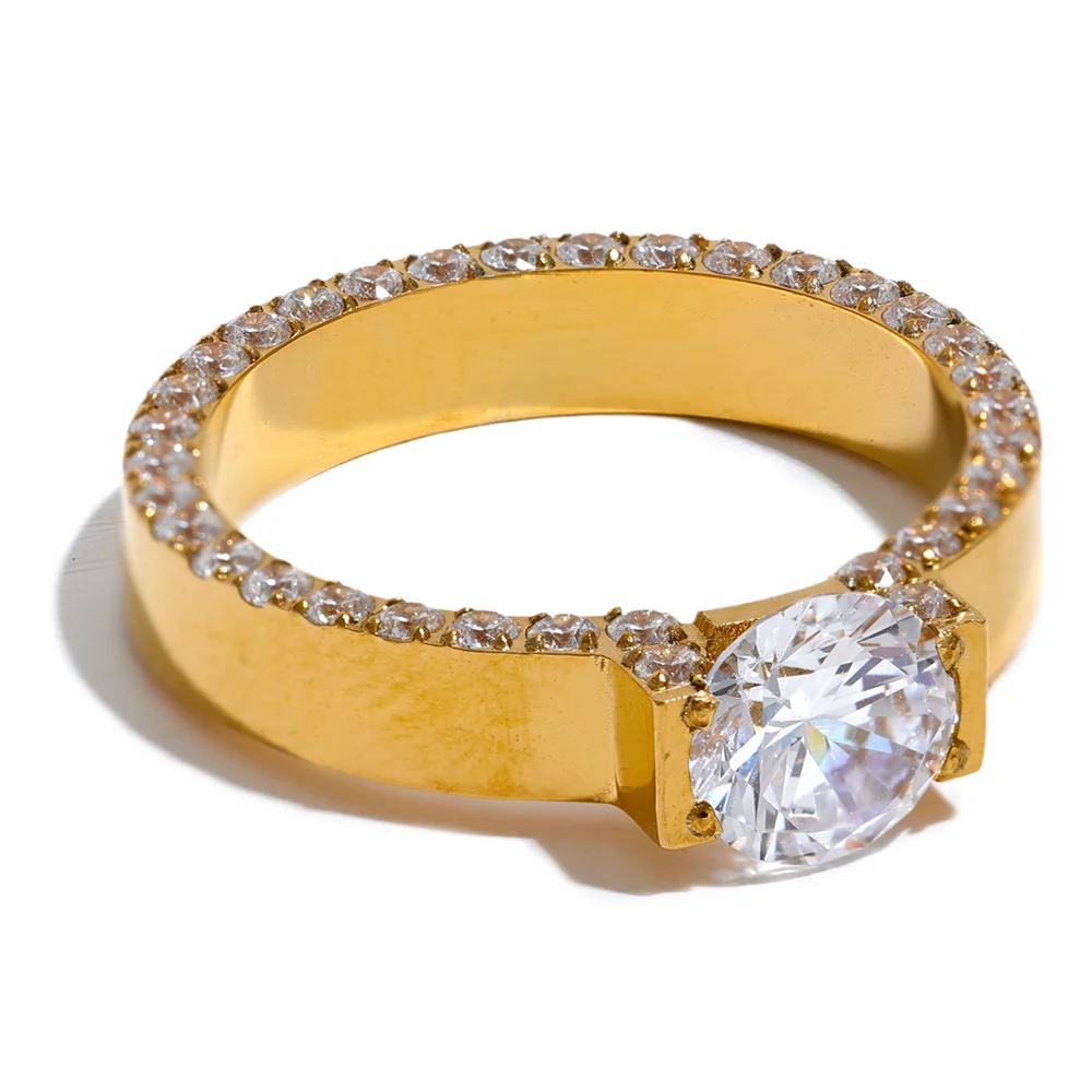 Aaa cubic zirconia modern gold ring - product image