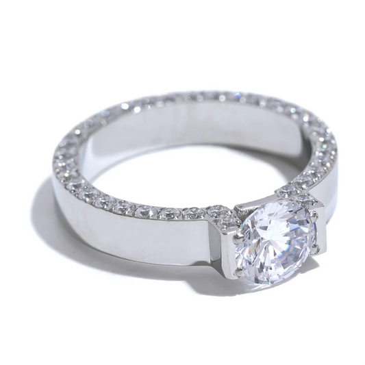 Aaa cubic zirconia modern gold ring - product image