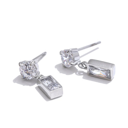 Aaa cubic zirconia rectangle contemporary drop earrings - product image