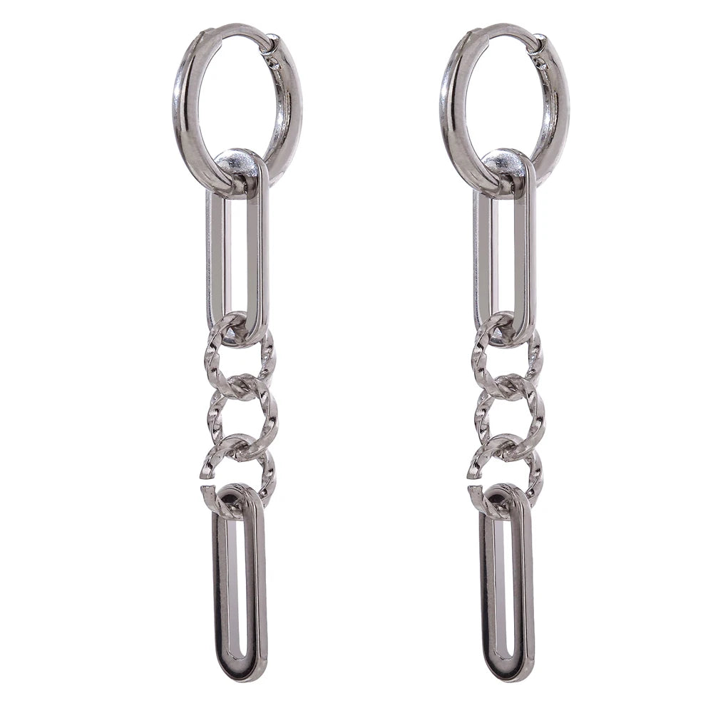 Abstract dangle long earrings gold texture - product image