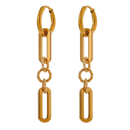Abstract dangle long earrings gold texture - product image
