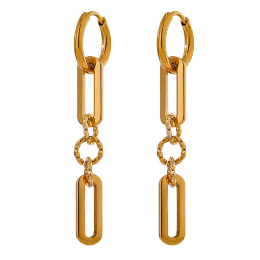 Abstract dangle long earrings gold texture - product image