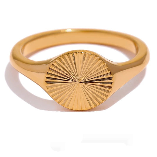 Abstract golden texture statement fashion ring - product image