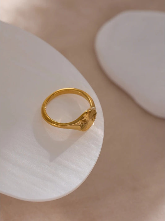 Abstract golden texture statement fashion ring - product image