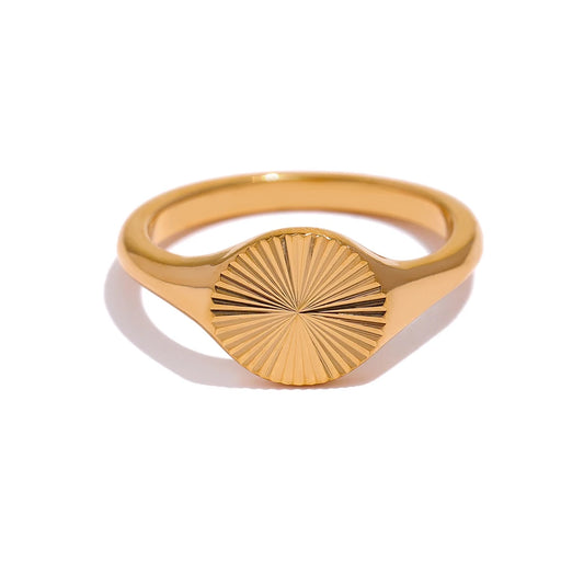 Abstract golden texture statement fashion ring - product image