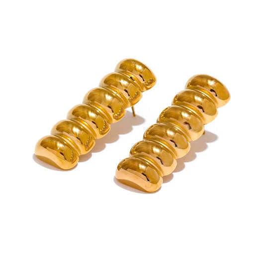 Abstract metal stud earrings gold color women - product image