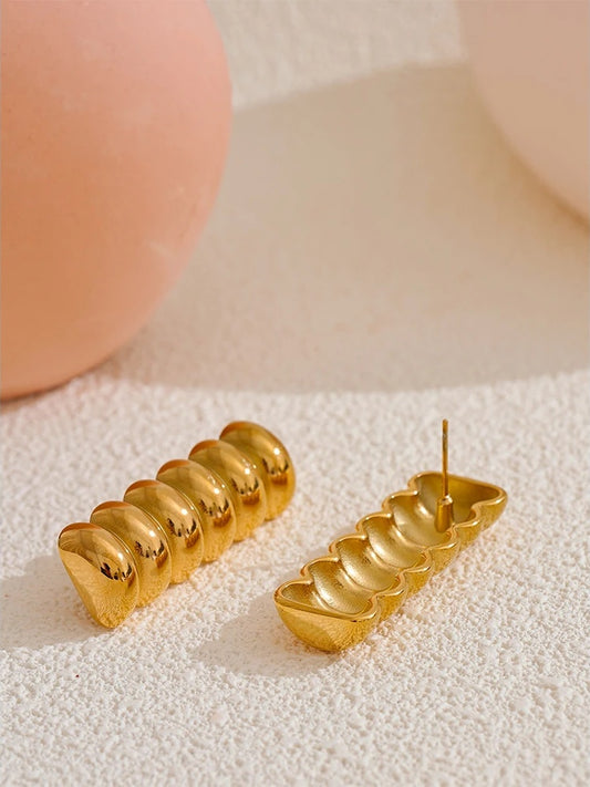 Abstract metal stud earrings gold color women - product image