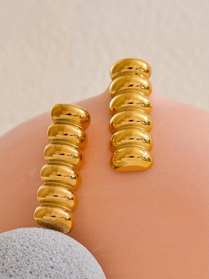 Abstract metal stud earrings gold color women - product image