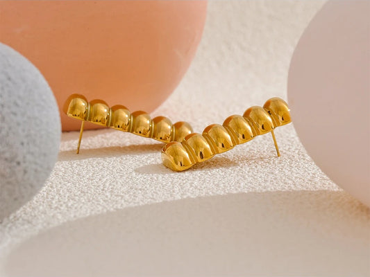 Abstract metal stud earrings gold color women - product image