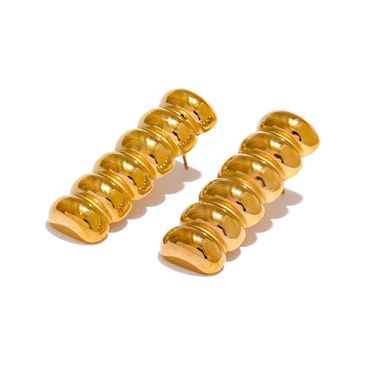 Abstract metal stud earrings gold color women - product image