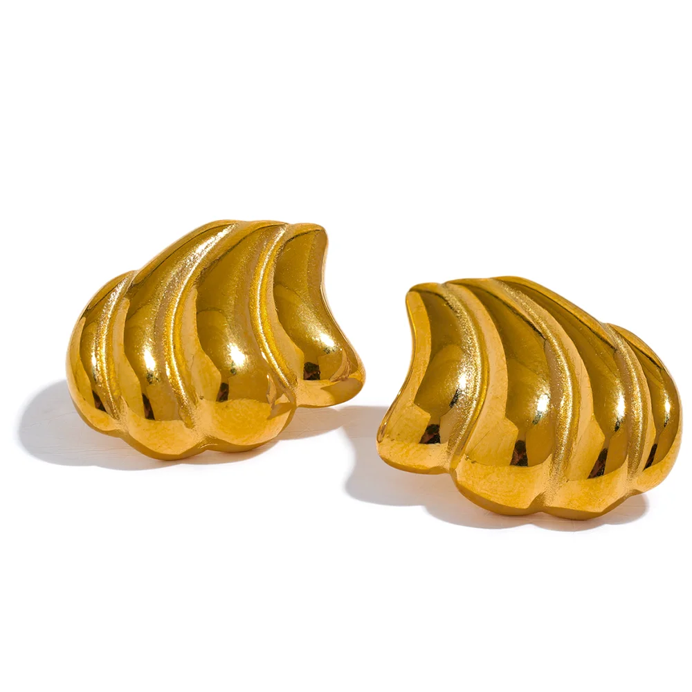 Abstract minimalist metal stud earrings women - product image